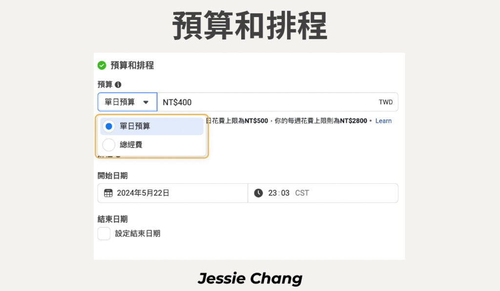 FB廣告-廣告管理員廣告預算設定